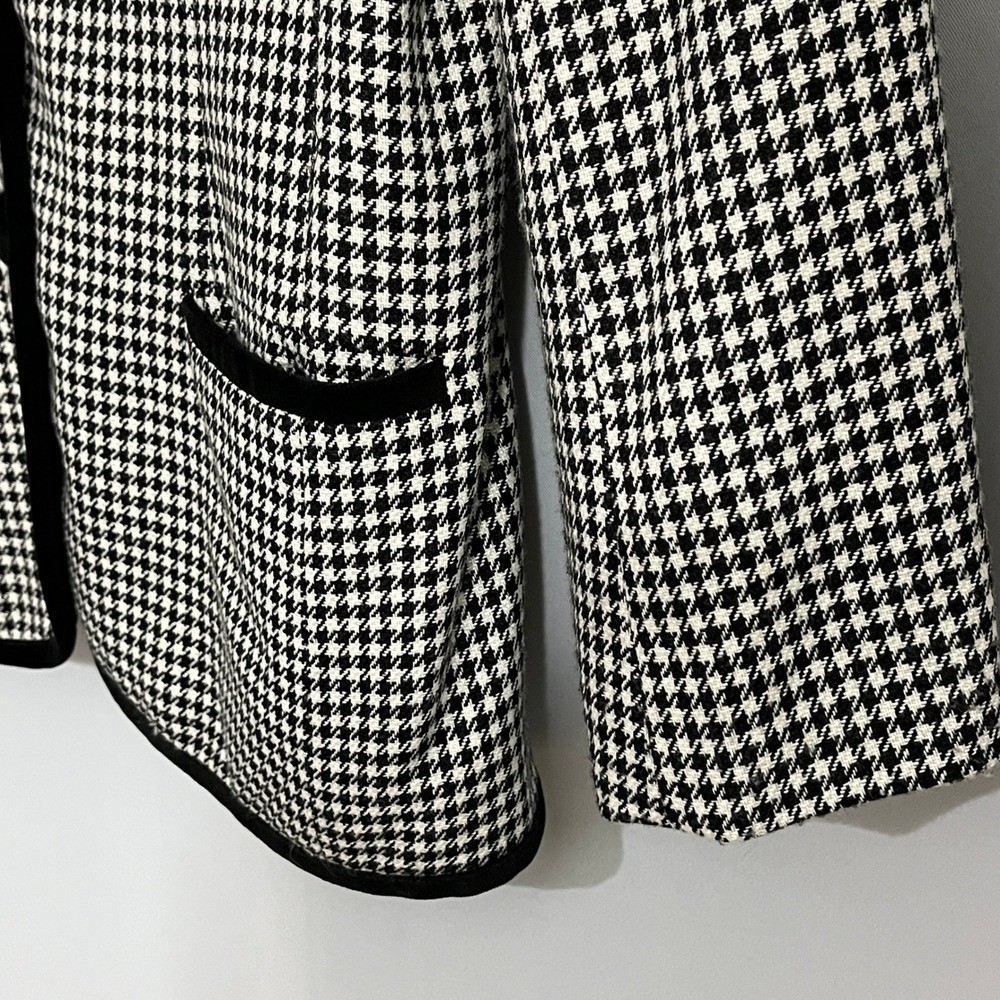 Leslie Fay Blazer‎ Womens 8P Black White Houndstooth 90s Vintage Office Tailored - Picture 9 of 16